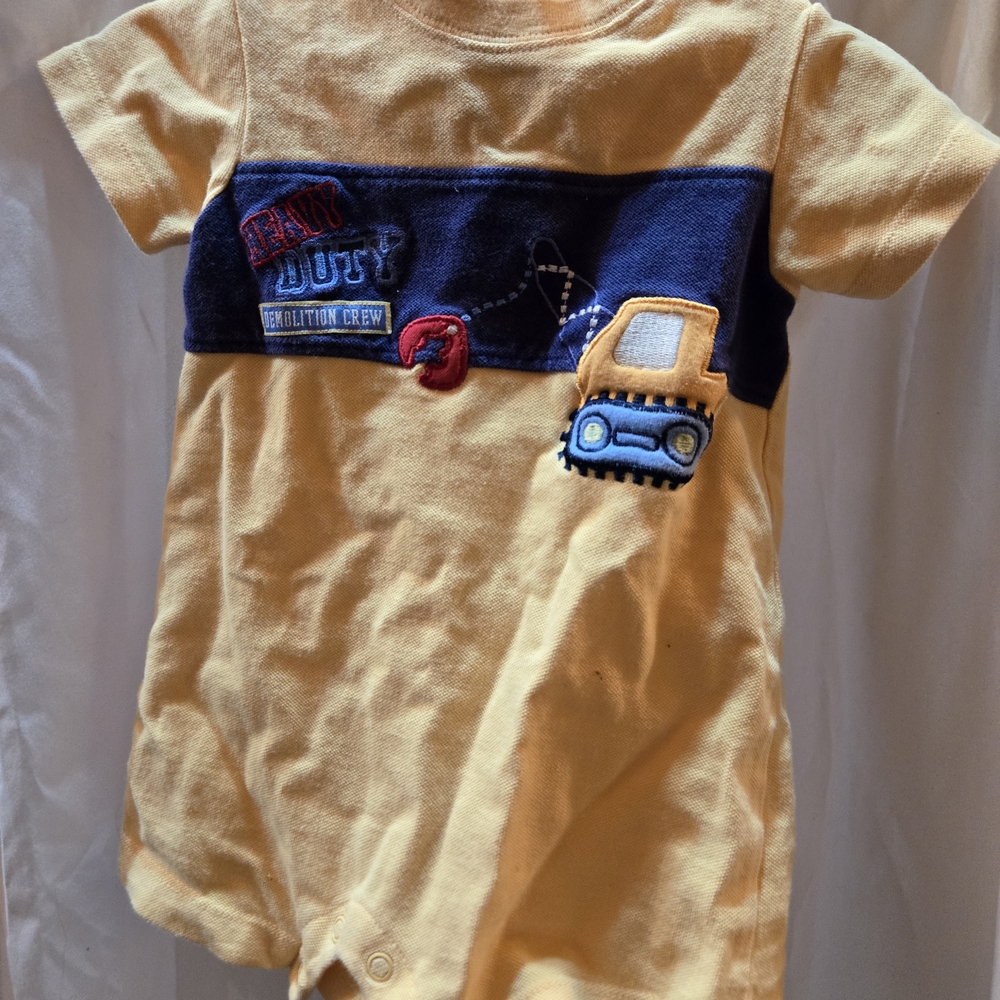 Heavy Duty Construction Kids Bodysuit - Yellow and Navy